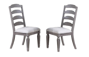English Elm Light Grey Upholstered Ladder Back Dining Chairs Set of 2 — Comfortable Wooden Frame Side Seating, 19"x25"x40" B011P287307