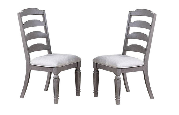 English Elm Light Grey Upholstered Ladder Back Dining Chairs Set of 2 — Comfortable Wooden Frame Side Seating, 19"x25"x40" B011P287307