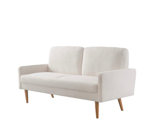 English Elm Velvet Kent 3-Seater Sofa with Plush Upholstery, European Modern-Vintage Design and Durable Build Ivory B2735P291969