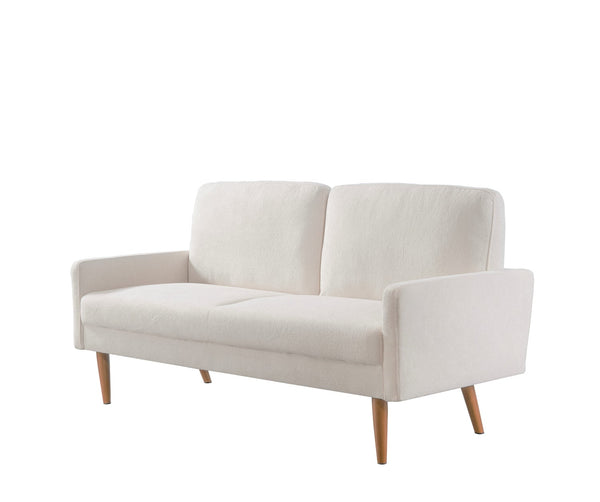 English Elm Velvet Kent 3-Seater Sofa with Plush Upholstery, European Modern-Vintage Design and Durable Build Ivory B2735P291969