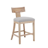 Christopher Knight Home® - Noble House - - 27" Counter Stools Set Of 2, Upholstered Counter Height Bar Stools With Solid Rubber Wood Frame, Backrest, Footrest, Armless Barstools For Home Bar, Kitchen Counter, Pebble Linen & Natural