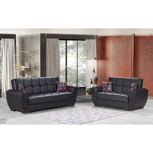 English Elm PrimeNest NimbusFlow Convertible Upholstered Loveseat with Storage, Chenille Comfort, Space-Smart Design Black PU B030P281743