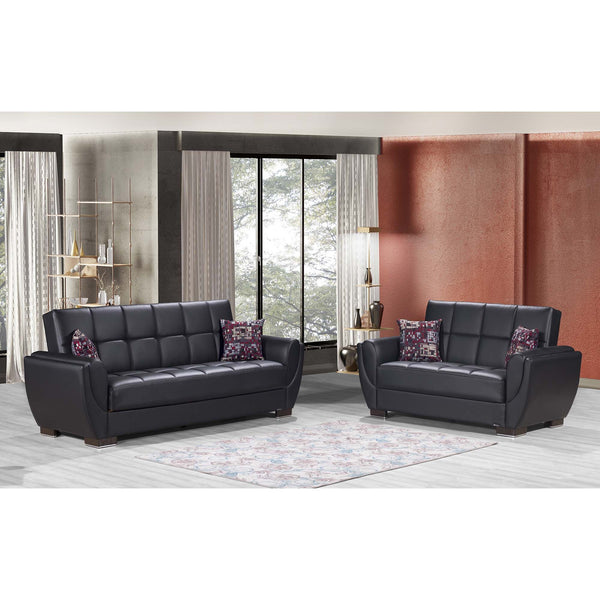 English Elm PrimeNest NimbusFlow Convertible Upholstered Loveseat with Storage, Chenille Comfort, Space-Smart Design Black PU B030P281743