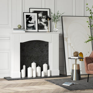 English Elm HOMCOM Elegant MDF Fireplace Mantel Surround with Decorative Pattern, 45.25" Top, 66 lb Capacity White W2225P217257