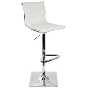 English Elm Masters Contemporary Adjustable Barstool with Swivel, Faux Leather Seat, Chrome Base, Comfort Height White B202P222339