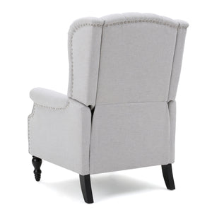 English Elm Christopher Knight Home® - Light Grey Tufted Fabric Arm Chair Recliner with Wingback Design, Button-Tufted Diamond Stitch Comfort and Pushback Recline, 28.5"W x 62"D Fully Reclined — Stylish Living Room Accent 56992.00LGY
