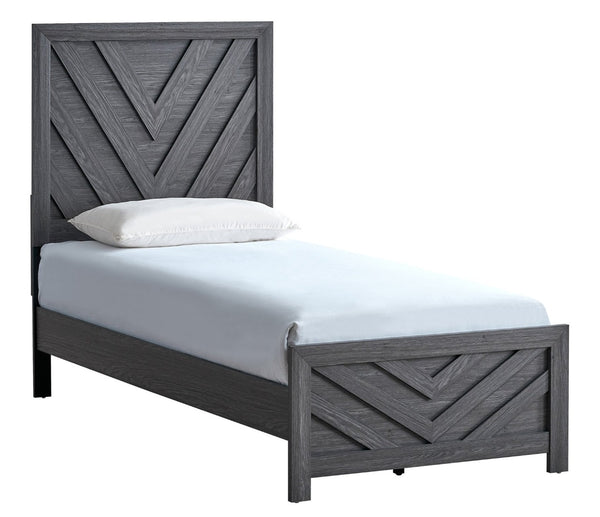 English Elm Rustica Twin Panel Bed Gray Laminated Finish Trim Overlay Headboard Guest Room Frame B078S00654