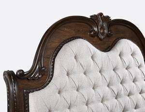 English Elm 1pc Tufted PU Upholstered Headboard with Nailhead Trim Kingly High-Back Panel Bed for Luxurious Bedrooms Brown,Coffee 67.5 L x 55 W x 6 H B2741S00075