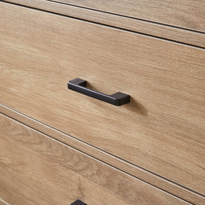 English Elm Farmhouse Seven Drawer Oak Tone Dresser Low Profile Rustic Storage for Bedroom Entryway W5368P460474