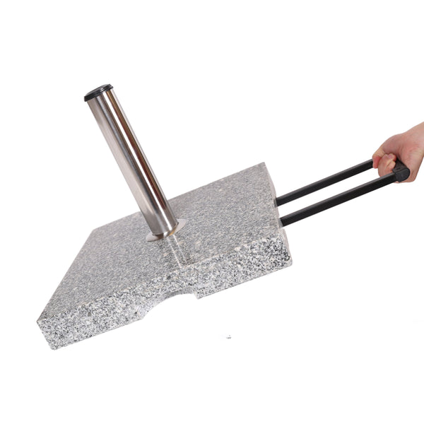 English Elm Christopher Knight Home® - MOJAVE Granite Umbrella Base Natural Grey - Heavy 22" Square Stone Stand, Stainless Pole Support N775P256431N