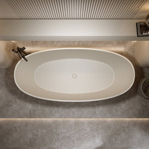 English Elm 67'' Solid Stone Resin Freestanding Soaking Tub with Ergonomic Curve for Spa Bathrooms W2753P477814