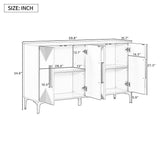 English Elm Unique Features Of A Four-Door Cabinet With Two-Tone Triangular Pattern Doors, Suitable For Entryway, Hallway, Living Room