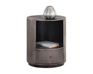 Sunpan Siena Nightstand - Handcrafted Iron Frame with Unique Finish and Ample Storage for Elegant Bedrooms Round - 19W x 19D x 23H
