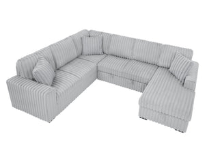 English Elm 122 Plush U-Shape Sectional Sofa Bed with USB Ports, Hidden Storage Chaise & Spacious Armrest Comfort Grey W1417S00079
