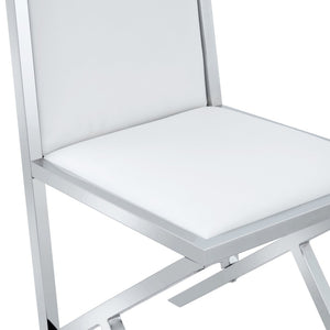 English Elm Table and Chair Set 10 Seat Tempered Glass Dining with Silver Metal Frames White+Silver W1151S04766