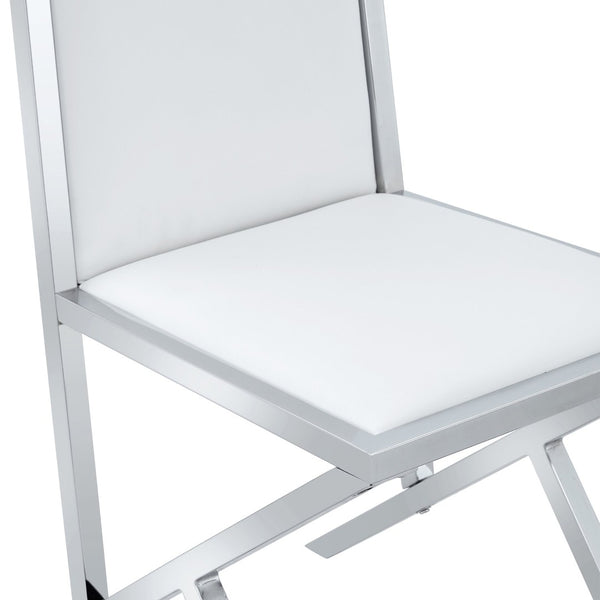 English Elm Table and Chair Set 10 Seat Tempered Glass Dining with Silver Metal Frames White+Silver W1151S04766