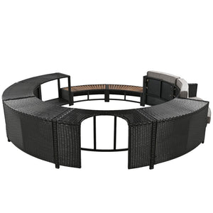 English Elm Spa Surround Spa Frame Patio Rattan Sofa Set with Storage, Mini Foam Cushions, Durable Steel Frame, Weather-Ready Comfort Grey SZ000060AEE