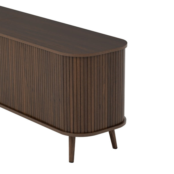 English Elm 70-inch Media Console with Sliding Groove Doors Solid Pine Legs and Cable Management N710P427897P