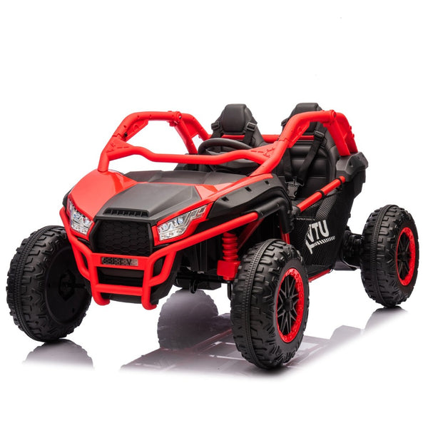 English Elm 24v Two Seater Kids Utv with Parental Remote Dual Motors Four Wheel Suspension Led Red W1578P198433