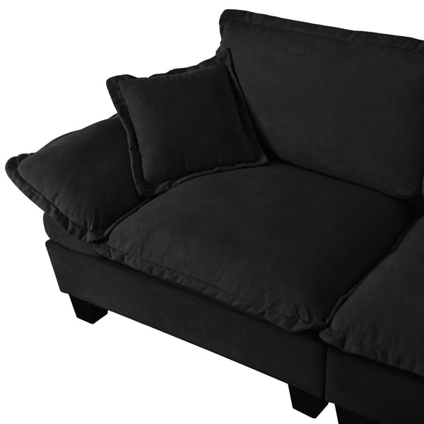 English Elm Modular U-shape Chenille Cloud Sectional with Sculptural Sailboat Arms Six Seats Black W3163S00127