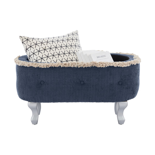 English Elm Christopher Knight Home® - 29.5'' Storage Bench with Button-Tufted Fabric, Tassel-Trim Ottoman with Hidden Compartment for Bedroom Blue 30.25 L x 18.5 W x 14 H N761P335817C