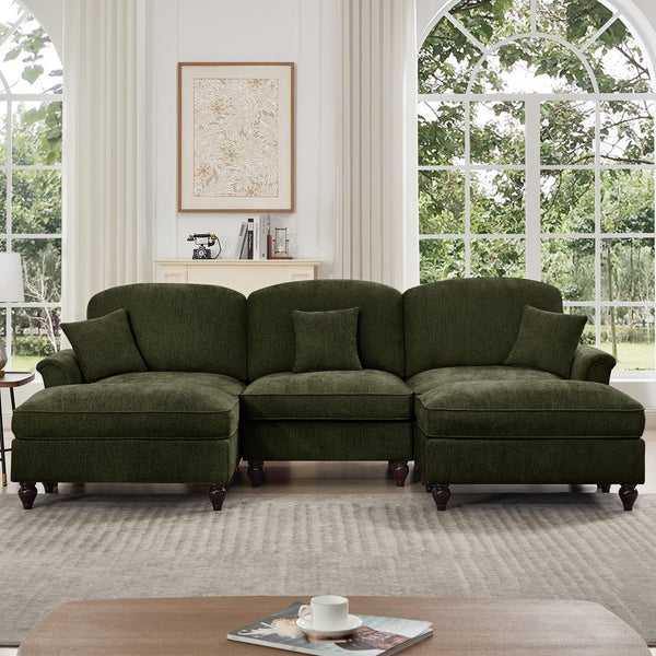 English Elm Classic Comfy Modular U-Shape Sectional Sofa - Elegant Chenille Couch With Flared Arms & Versatile Design W3041S00268