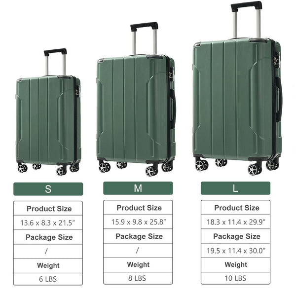 English Elm Luggage Set 3 Piece Abs Hard Shell Expandable Suitcase with Tsa Lock Spinner Wheels N730P296584F