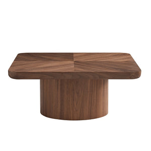English Elm Square Herringbone Parquet Veneer Coffee Table Low Profile Contemporary Living Room Walnut W2085P384777