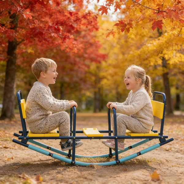 English Elm Playground Steel Rocking Seesaw Two Seat Teeter Totter for Kids Backyard Fun T3971P486687