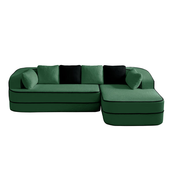 English Elm 106" Teddy Fabric Sofa - Luxurious No Assembly L-Shaped Couch With Chaise For Cozy Living Rooms, Green W714S01421