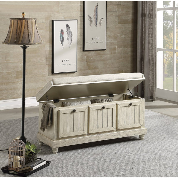 English Elm Wali Farmhouse Storage Bench with Lift Top Cushioned Seat for Entryway Bedroom B056P417050