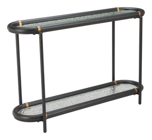 Zuo Modern Aneis Console Table In Black – Modern Elegance With Rippled Glass, Fir Wood, And Steel Construction Black Glass,Fir Wood,Steel 110725-zuo-modern