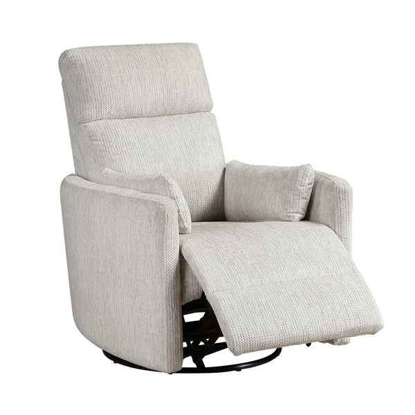 English Elm Modern Swivel Glider Recliner Chair with 360° Rotation, Plush Microfiber Upholstery & Pillows for Nursery Living Room Comfort Beige 33 L x 32.5 W x 26 H B011P395821