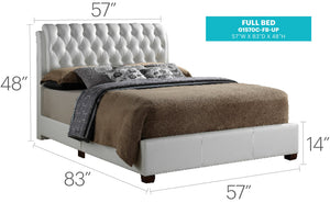 English Elm Elegant Tufted Queen Bed Frame with Adjustable Headboard, Support Slats & Durable Legs for Comfort and Style White 24 L x 59.5 W x 12 H B078118253