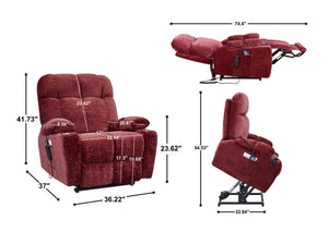 English Elm Liyasi Power Swivel Rocker Recliner Chair with Dual OKIN Motors, 240° Swivel, USB, Lumbar Support Red W820S00059