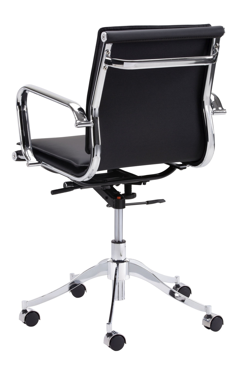 Sunpan Morgan Office Chair - Comfortable Faux Leather Design with Stainless Steel Frame for Modern Workspaces Onyx