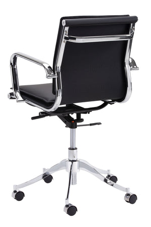 Sunpan Morgan Office Chair - Comfortable Faux Leather Design with Stainless Steel Frame for Modern Workspaces Onyx
