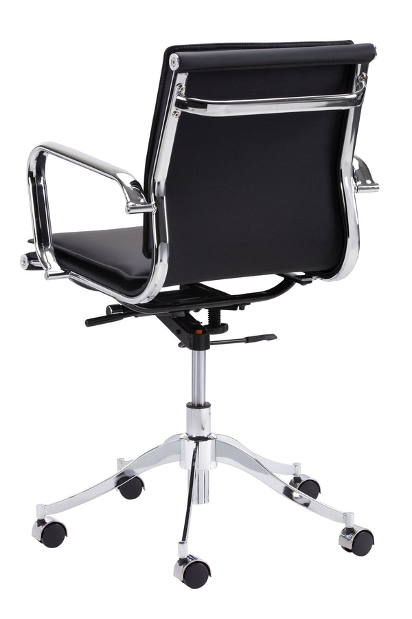 Sunpan Morgan Office Chair - Comfortable Faux Leather Design with Stainless Steel Frame for Modern Workspaces Onyx