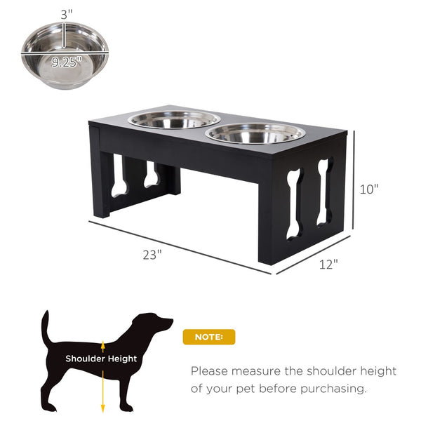 English Elm Pawhut 23" Stylish Elevated Dog Food Station With Removable Stainless Steel Bowls - Black Design W2225P217608-GIGA