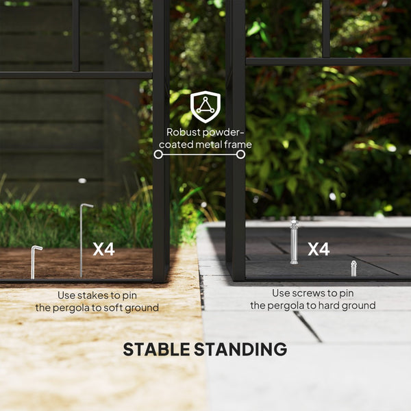 English Elm Convenient Wall Mounted Pergola Powder Coated Metal Frame Uv Resistant Outdoor Canopy T3971P427117