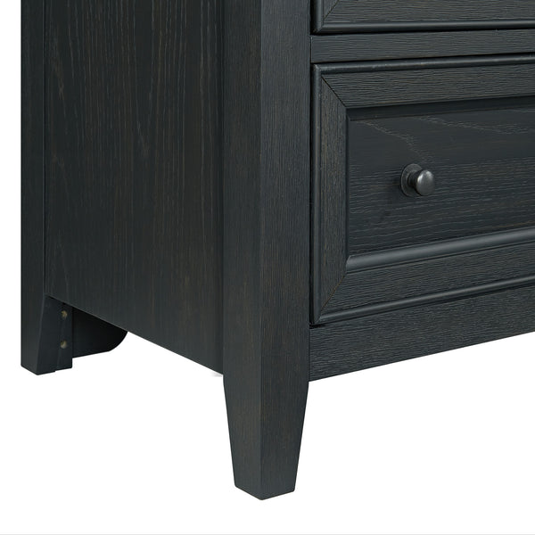 English Elm Wallace & Bay - Ebony 8-Drawer Dresser with Framed Drawer Fronts, Smooth Metal Glides, Sleek Black Wood Storage Solution B361P406173