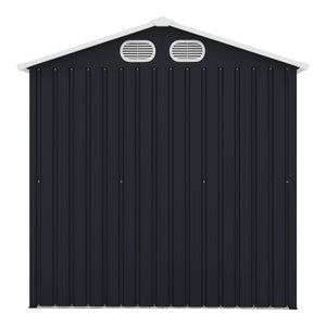 English Elm Campcraft 8x6 Outdoor Metal Storage Shed with Lockable Doors and Ventilation for Backyard Dark Gray W1598S00044