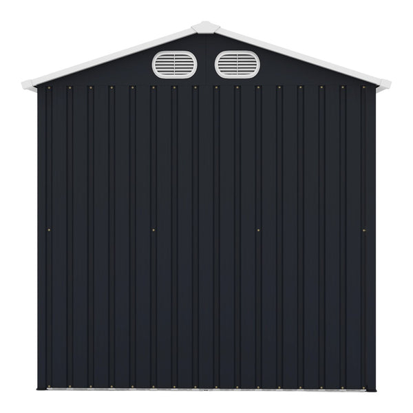 English Elm Campcraft 8x6 Outdoor Metal Storage Shed with Lockable Doors and Ventilation for Backyard Dark Gray W1598S00044