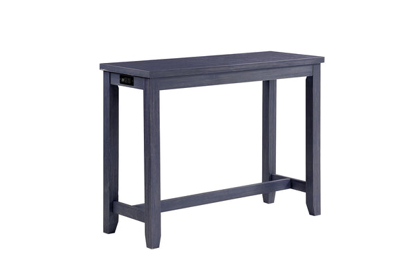 English Elm 3pc Dining Table Set with 48" Counter, 2 Padded Upholstered Stools, Nailhead Trim, USB Port B2741P384390