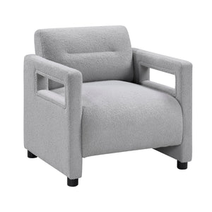 English Elm Luxury Modern Boucle Accent Chair with Plywood Frame, Pocket Coil Support, Foam Padding, 300lb Capacity Gray 30 L x 25 W x 19.5 H B011P304427
