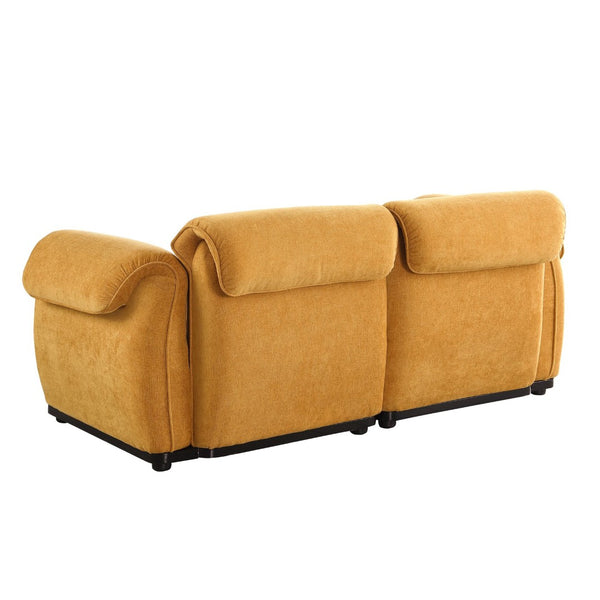 English Elm 102 Inch Linen Modular Sectional Sofa with Hidden Storage and Cloud Cushion Comfort Yellow W1099S00200