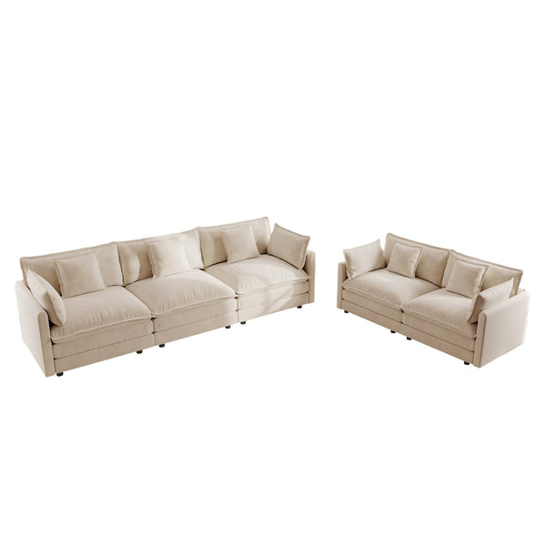 English Elm Sofa Set Two Piece Chenille Upholstered Living Room Couch with Deep Foam Seating W714S00898