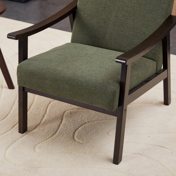 English Elm Medieval-inspired High Back Upholstered Armchair with Solid Wood Legs for Reading Nooks Antique Green W2989P382736