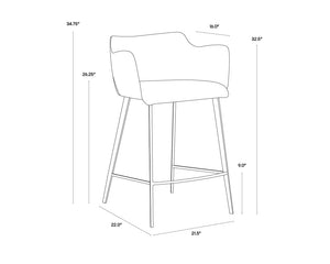 Sunpan Griffin Modern Barstool with Stylish Faux Leather and Durable Black Powder-Coated Iron Legs November Grey / Bravo Cognac