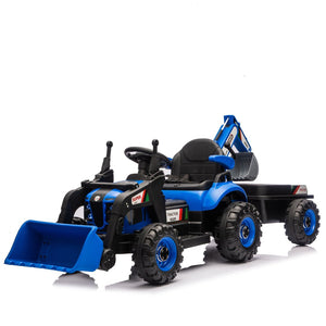 English Elm 24v Kids Electric Tractor with Swappable Construction Attachments and Parent Remote W1578P230011